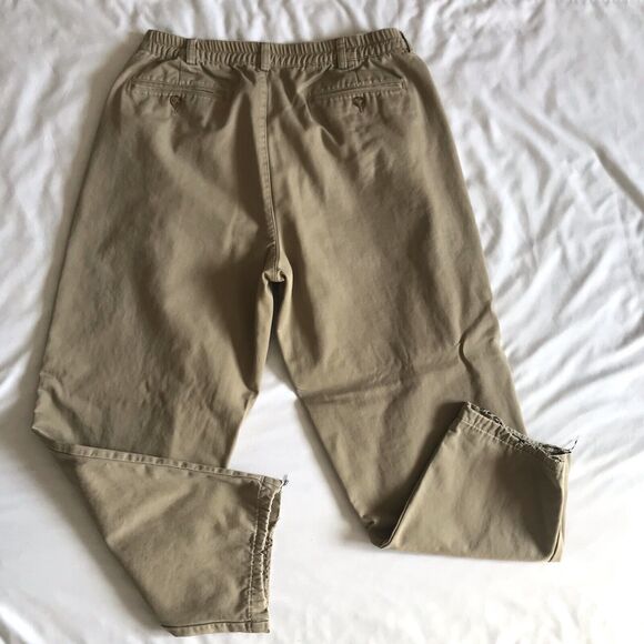 LL Bean Pants Men Tag 37 /Actual 32x28 Khaki Flannel Plaid Lined Pleated Vintage - Picture 4 of 9